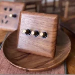 Antique Walnut Wood Panel1-4 Gang Wall Switch Socket Embedded EU/Ru Power Outlet Retro Brass Toggle Switch86x86mm Blue LED Light - Image 4