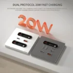 Universal Wall Socket 86-Type White With Retractable Wire Data Cable 20W Fast Charge Type-C PD USB Fast Charging for iPhone - Image 3