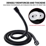 Black Stainless Steel Shower Hose 1.5M/2M Flexible Anti-winding Bathroom Water Pipe G1/2 Interface Explosion-proof Shower Tube - Image 5