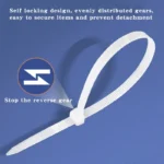 500/1000PCS/bag Self-locking Plastic Nylon Tie White Zip Wraps Strap Nylon Cable Tie Set Fastening Ring Loop Wire Wrap - Image 4