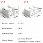 100pcs 2/3 Pin Push-in Spring Loaded Connector, CH2 CH3 5A 250V Wire Cable Connector for Electrical Lighting - Image 4