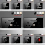 European British French Standard Tempered Glass Switch Socket with Indicator Light , Self-Reset 1 2 3 4 Gang Wall Panel Outlets - Image 3