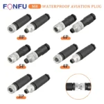 5/10PCS M8 3/4/5/6/8Pins Sensor Connector Non-Welding Waterproof  IP68 Straight Male&Female Plug Screw Threaded Coupling 3 4 Pin