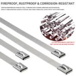 50Pcs 304 Stainless Steel Cable Ties, Self-Locking Anti-Rust Metal Zip Ties for Electrical Wiring Harness, Heavy Duty - Image 4