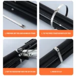 50Pcs 304 Stainless Steel Cable Ties, Self-Locking Anti-Rust Metal Zip Ties for Electrical Wiring Harness, Heavy Duty - Image 5