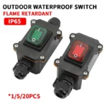 Waterproof Marine Rocker Switch With LED Outdoor Junction Box Inline Power Cord Power Switch IP65, 12V/24V/220V