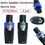 4/10/20pcs 4Pin Neutrik Style NL4FC Connector Professional Audio Speaker Connector Plug Twist Lock for Amplifier Cable PA System