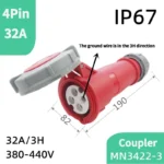 1PCS 4Pin 32A-3h Refrigerated and Refrigerated Container  Industrial Plug Quad Marine Four Hole Connector Socket 380-440V MN3412 - Image 4