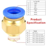 5-1000 PCS Pneumatic Air Connector Fitting PC 4mm 6mm 8mm 10mm 12mm Thread 1/8" 1/4" 3/8" 1/2 Hose Fittings Pipe Quick Connector - Image 3