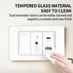Italian Standard 118x75mm Black Tempered Glass Chile Schuko Outlet 16A Dual USB Type-C 20W Fast Charging for Home Office Kitchen - Image 3