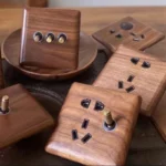 Antique Walnut Wood Panel1-4 Gang Wall Switch Socket Embedded EU/Ru Power Outlet Retro Brass Toggle Switch86x86mm Blue LED Light - Image 3