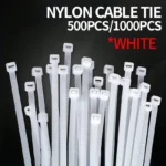 500/1000PCS/bag Self-locking Plastic Nylon Tie White Zip Wraps Strap Nylon Cable Tie Set Fastening Ring Loop Wire Wrap