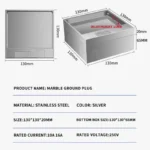 Floor Box Outlet, Hidden, UK US EU BR FR Standard Power USB HDMI RJ45 Socket, Embedded, Build-in, 130mm x 130mm - Image 5