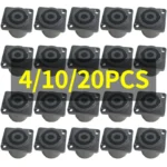 4/10/20pcs 4-Pin Neutrik Style Panel Socket - Compact Locking Connector for Power Amplifier Stage Rack NL4MP