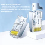 RJ45 Cat6A Shielded Pass Through Connector, 10Gbps Ethernet Plug with Gold Plated Contacts for Cat6 Cat6A Network Cable - Image 2