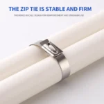 50Pcs 304 Stainless Steel Cable Ties, Self-Locking Anti-Rust Metal Zip Ties for Electrical Wiring Harness, Heavy Duty - Image 3