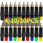 4/10/20pcs Gold RCA Phono Plugs - Coaxial AV Audio Video Solder Connector for Speaker PC