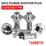 10sets GX12 Flange mounting 3-hole fixing aviation connector plug&socket 2/3/4/5/6/7/8/9/10/12/14pin circular connectors