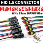 5/20/100 Sets HID 1/2/3/4/5/6 Pin Waterproof Auto Connector Kit with 15CM 18AWG Wire for Car/Truck Harness Wiring