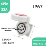 1PCS 4Pin 32A-3h Refrigerated and Refrigerated Container  Industrial Plug Quad Marine Four Hole Connector Socket 380-440V MN3412 - Image 3