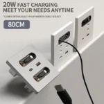 Universal Wall Socket 86-Type White With Retractable Wire Data Cable 20W Fast Charge Type-C PD USB Fast Charging for iPhone - Image 2
