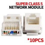 10PCS Cat5e Tool-Less Keystone Jack Connector Adapter, Keystone Module Connector Internet Network Ethernet LAN Cable