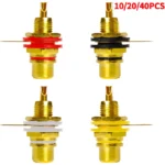 10/20/40PCS Gold-Plated RCA Jack Connectors, Zinc Alloy Single AV Coaxial Socket for Audio Video Panel Mount Applications