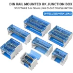 UK207/211/215/407/411/415 DIN Rail Terminal Block, 125A Distribution Box 1/2 In Several Out, Electrical Junction Box
