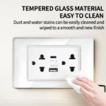 T&I Tempered Glass DIY Modular Wall Plate 2x4 inch, NEMA 5-15R Duplex Outlet, Combination with US/EU/Italy/Chile Socket Modules - Image 3
