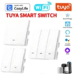 Tuya ZigBee Smart Light Switch No Neutral Wire No Capacitor Needed,1/2/3 Gang Wall Touch Interrupter Work with Alexa Google Home