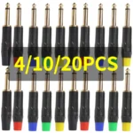 4/10/20pcs 6.3MM MONO PLUG Gold RCA Plugs - Coaxial AV Audio Video Solder Connectors for Speaker Amplifier PC