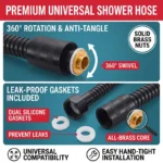 Black Stainless Steel Shower Hose 1.5M/2M Flexible Anti-winding Bathroom Water Pipe G1/2 Interface Explosion-proof Shower Tube - Image 3
