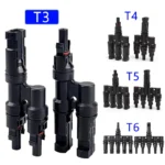 PV Connector T Type Parallel Connection Solar Panel System Waterproof Connector Branch Two Pieces Solar Cell Connect Plug