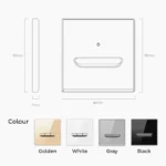 European British French Standard Tempered Glass Switch Socket with Indicator Light , Self-Reset 1 2 3 4 Gang Wall Panel Outlets - Image 5