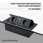 Pop-Up Power Socket for Conference Desks: With PD 30W USB/HDMI/PC/EU/UN/US/type-c Moudle, Recessed Grommet，Aluminum Alloy shell - Image 5