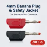 20Pcs/10Pairs 4mm Male Retractable Sheath Stackable Banana Plug Wire Solder Connector Red Black