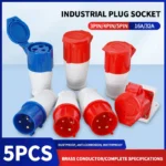 5Pcs Industrial Plug and Socket Waterproof Connector 3PIN 4PIN 5PIN 16A/32A  Waterproof Electrical Connection Wall Mount Socket