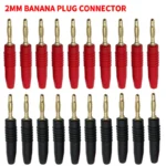 20Pcs 2mm Banana Plug Connector Banana Male Plugs Audio Speaker Wire Cable Connectors Red Black