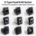 D-Type Panel Mount RJ45 Socket, CAT5e CAT6 Ethernet Network Connector for Wall Plate, Server Rack and Enclosure - Image 2