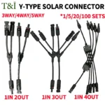1/5/20/100 Sets DC PV Y Branch Photovoltaic Solar Connector 1000V 30A Male Female 3-Way 4-Way 5-Way Plug 1 To 2/3/4 Adapter
