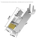 10Pcs Cat7 Shielded RJ45 Connector 10Gbps, Gold-Plated Pins, Metal Housing, 1.5mm Hole, 2-Piece Pass-Through, for Cat7 Cable - Image 2
