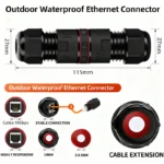 Outdoor Waterproof 10Gbps Cat6A Shielded Lightning Protection Ethernet Coupler, IP68 Surge Proof Network Extender for Monitoring