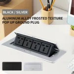 Pop-Up Power Socket for Conference Desks: With PD 30W USB/HDMI/PC/EU/UN/US/type-c Moudle, Recessed Grommet，Aluminum Alloy shell
