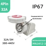 1PCS 4Pin 32A-3h Refrigerated and Refrigerated Container  Industrial Plug Quad Marine Four Hole Connector Socket 380-440V MN3412 - Image 5