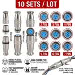 10SETS XS8 XS10 XS12 Aviation Connector Push-Pull Self-Locking Plug & Socket 2/3/4/5/6/7 Pin Gold-Plated Terminal Adapter Set