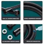 Black Stainless Steel Shower Hose 1.5M/2M Flexible Anti-winding Bathroom Water Pipe G1/2 Interface Explosion-proof Shower Tube - Image 4