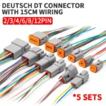 5 Sets Deutsch DT connector with 15cm Wiring harness DT06-2S/DT04-2P 2P 3P 4P 6P 8P 12P waterproof electrical connector