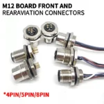 M12 male and female socket  4 5  8  pins weld IP67/68 Install front/rear panel waterproof circular connectors
