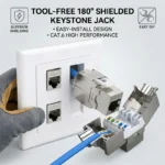 10PCS-CAT.6 Shielded Tool-less RJ45 Keystone Jack, No Punch Down Up-Down Crimp, 10Gbps Network Data Connector for Cat.6 Shielded