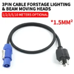 3x1.5mm² US Plug Power Extension Cord  for Stage Light LED Beam Par Can Moving Head